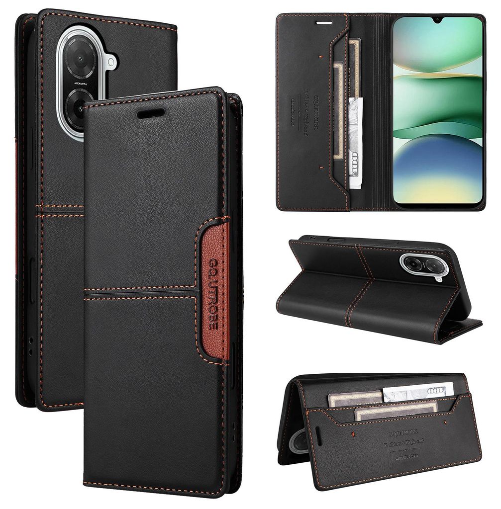 Handyhülle für Xiaomi Redmi A5 Hülle, Leder Flip Wallet Kartenfach Stand Schutzhülle Schwarz
