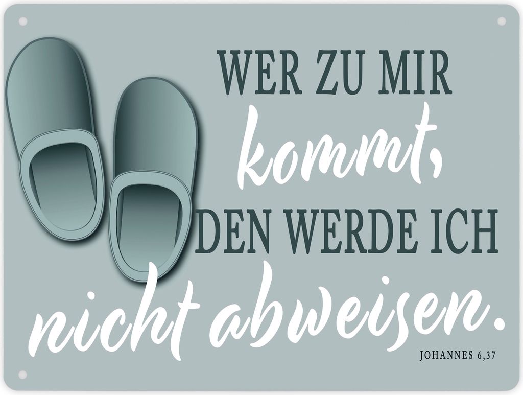 Bibelvers aus dem Johannes Evangelium Metallschild XL in 21x28 cm in grau