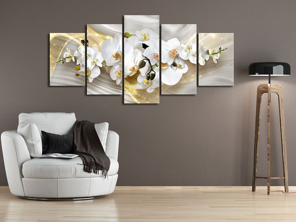 Akustikbild Blumen 200x100 cm Bilder Akustikschaum Hochleistungsschallabsorber Schallschutz Leinwand 5 tlg Wandbild Raumakustik Schalldämmung b-C-...