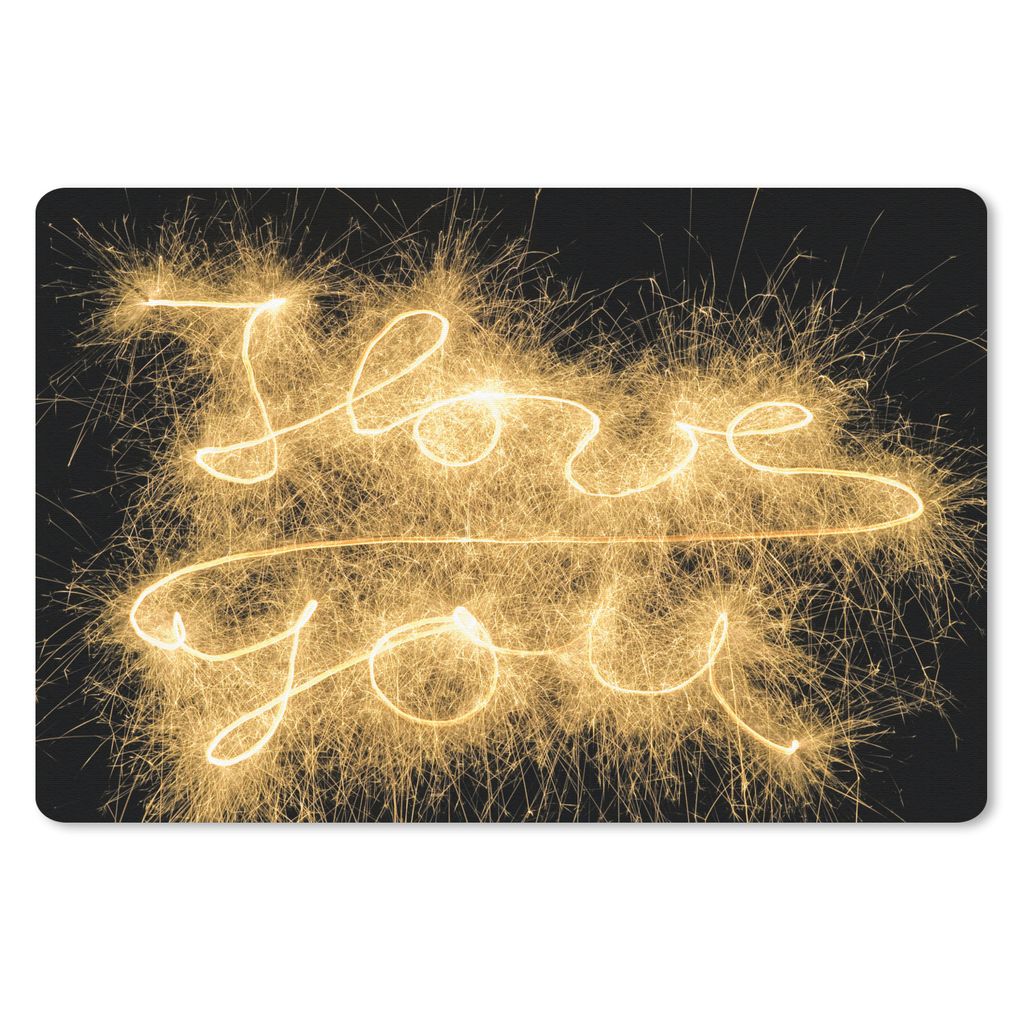 MuchoWow Schreibtischunterlage I Love You unterzeichnet mit einem Stern 60x40 cm - XXL Mauspad - Großes Mauspad