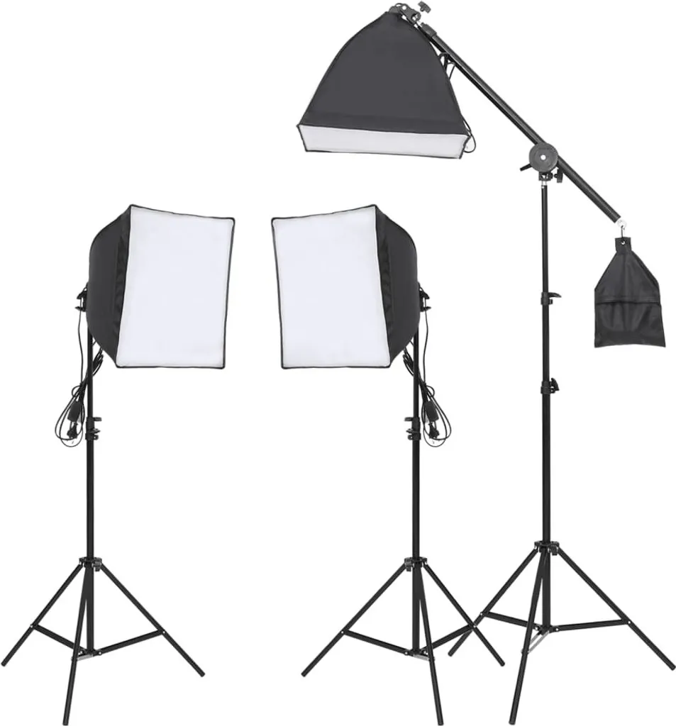 Éclairage studio photo anti-ombres avec softbox et trépied télescopique