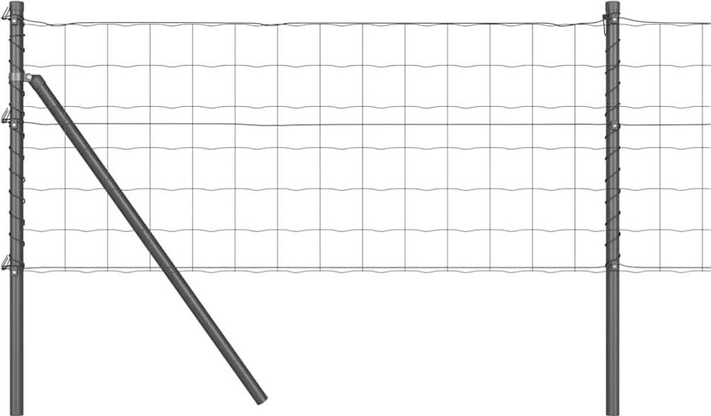 vidaXL Zaun mit Pfosten Grau 0,6 x 10 m Stahl und PVC