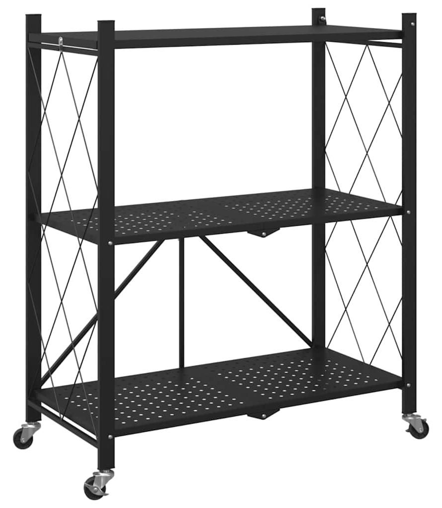 vidaXL Lagerregal auf Rädern Schwarz 71 x 34 x 88 cm Stahl Produktbild 