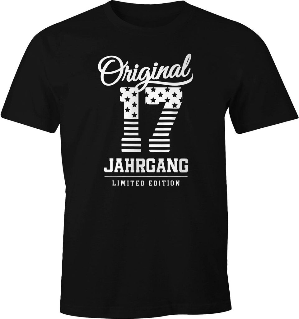 Herren T-Shirt runder Geburtstag Geschenk-Shirt Jahrgang 01-99 Fun-Shirt Jahrgangs-Shirt Moonworks 17 schwarz S