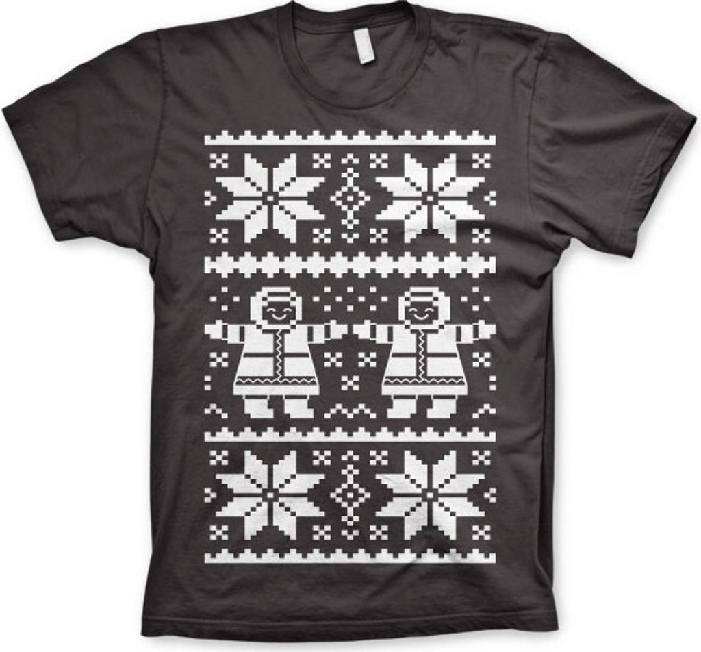 Retro X-Mas Knit Pattern T-Shirt - X-Large - Dark-Grey