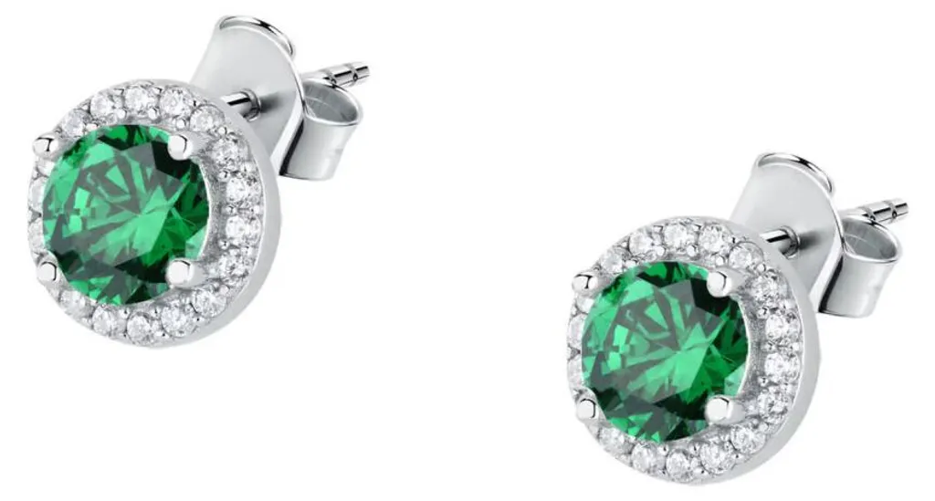Boucles d'oreilles pour mariage en argent et zircon vert étincelant
