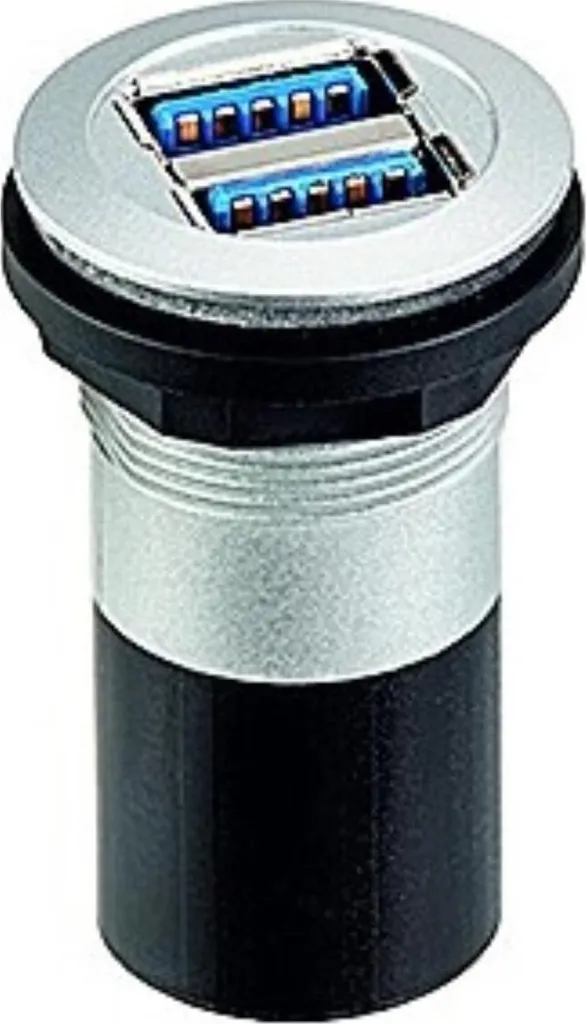 Double Prise USB 3.0 Encastrable Argentée Schlegel avec Câble Rond A/A