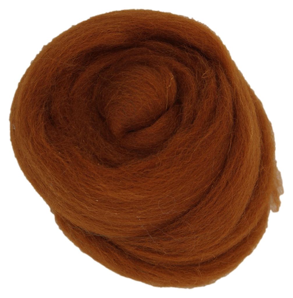 Filzwolle 20 g im Kammzug, ca. 90 cm Länge – 100% Wolle (Merino) Märchenwolle zum Nassfilzen und Trockenfilzen, Spinnen – Caramel