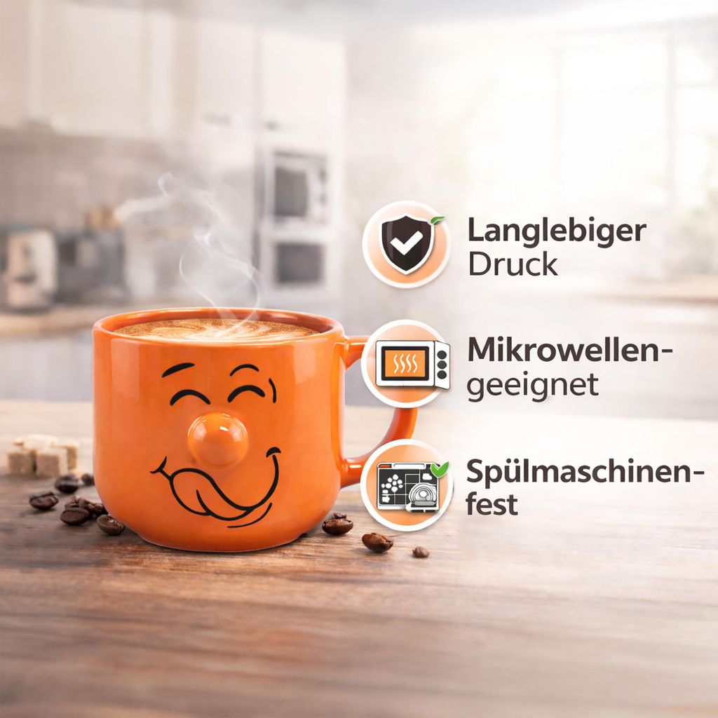 4-tlg. Set Lustige Tassen mit Gesicht