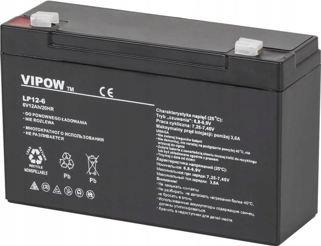 Qoltec AGM Batterie | 6V | 12Ah | Wartungsfrei | Effizient | LongLife | für USV, Waagen, Kassen
