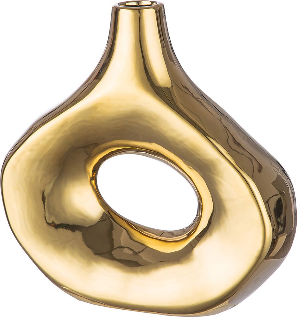 Gilde Vase, "Malta", Keramik, goldfarben, VE 2, L. 8.5 cm, Produktbild 