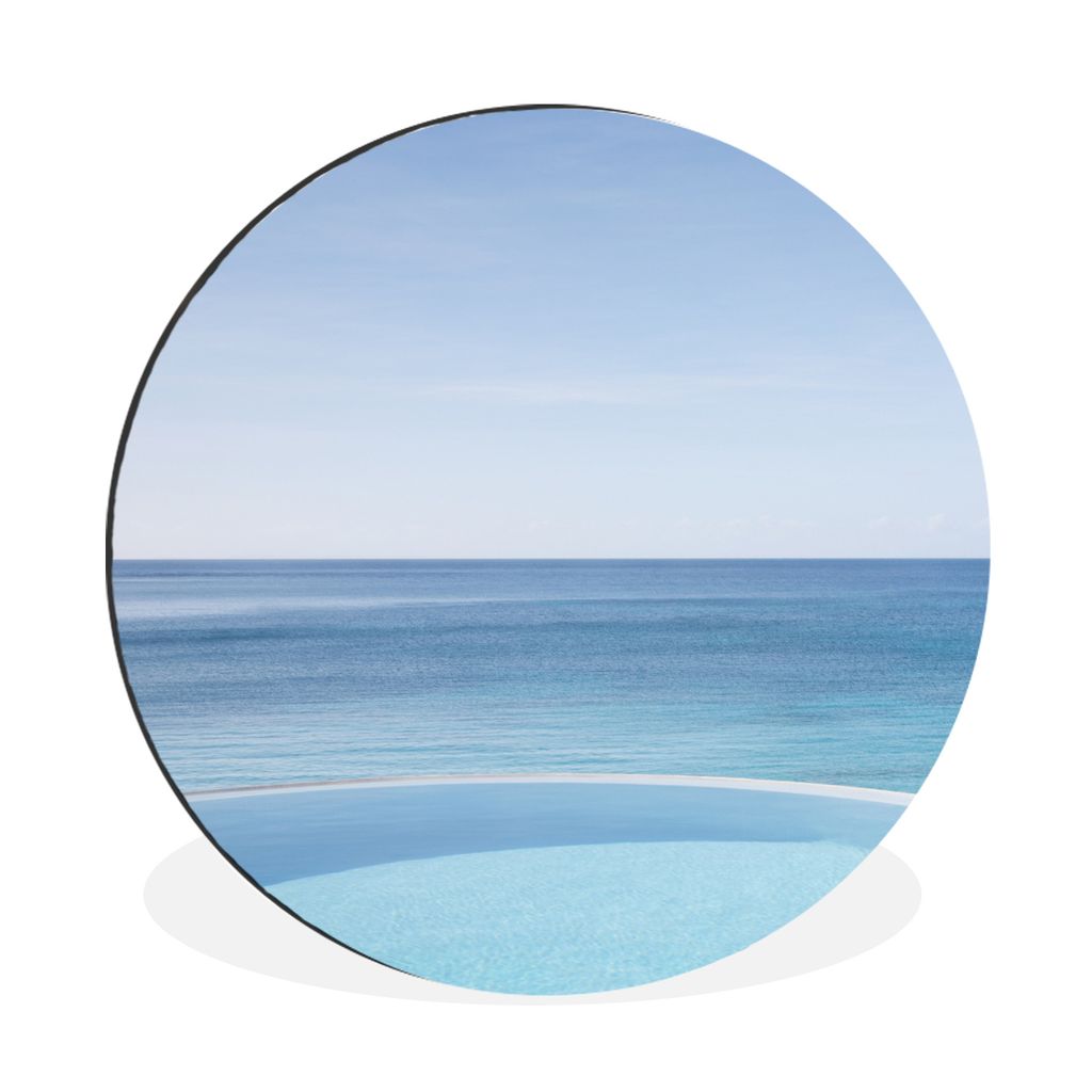 MuchoWow Aluminium Wandkreis Der Karibische Ozean von einem Infinity-Pool aus Ø 60 cm Wanddeko Modern Wohnzimmer - Wand Kreis - Wandbild - Schla...