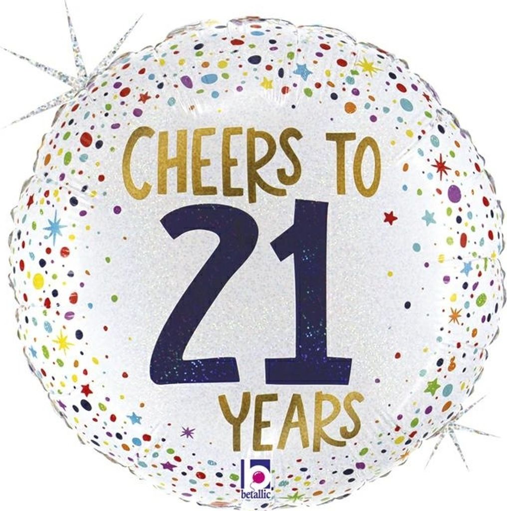 18"/Ø46cm Folienballon "Cheers to 21 Years"
