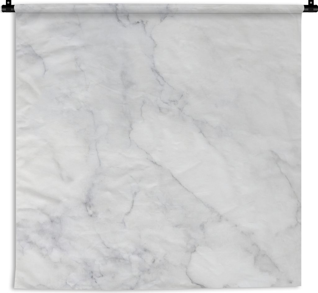 MuchoWow Wandteppich Wandbehang Marmor - Weiß - Grau - Luxus - Marmoroptik - Stein 90x90 cm Tapisserie Dekoration Wandtuch - Wandaufhänger
