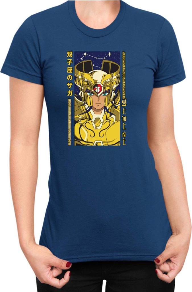 Damen T-Shirt Japan Anime Manga Saint Anime Seiya Gemini Gemini, Lady L / Dunkelblau