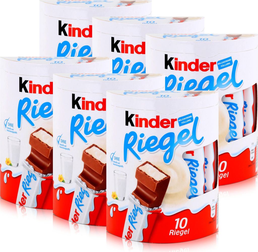 Kinder Riegel Schokolade 10 Riegel je 21g mit Milchcreme-Füllung (6er Pack)