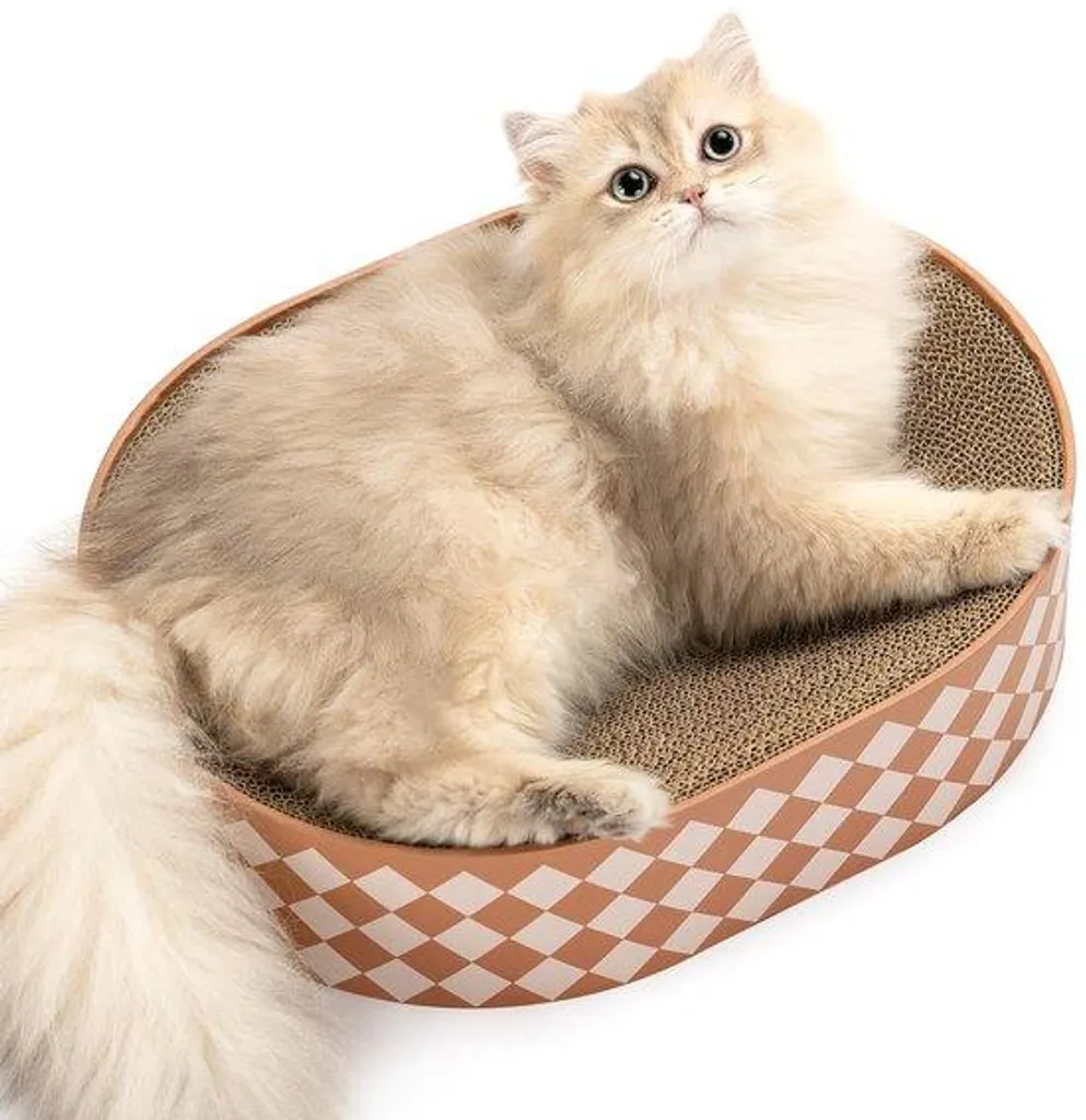 Griffoir pour chat design ovale, idéal pour protéger vos meubles