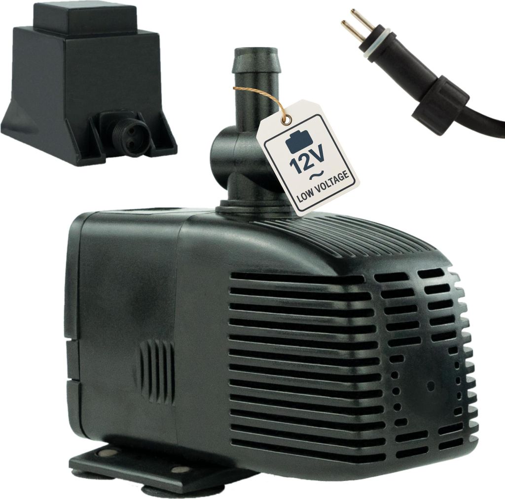 Wasserpumpe 12 V – 1000 L/H | 17 Watt | 7m Kabel | 170 cm Förderhöhe | Teichpumpe | Wasserspielpumpe | Zimmerbrunnen | Brunnenpumpe | Springbru...