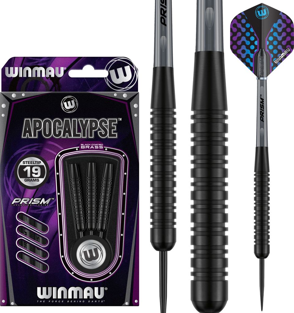 Winmau dartset, stalen punt, 19 gram, zwart, met Productafbeelding 