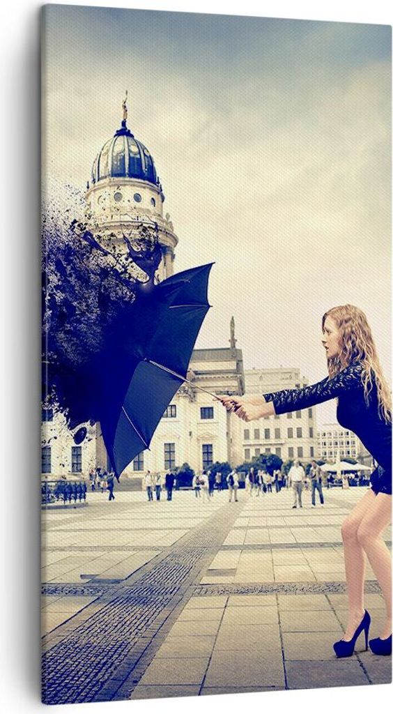 Bild auf Leinwand - Leinwandbild - Stadt landmarken quadrat regenschirm - 45x80cm - Wand Bild - Wanddeko - Leinwanddruck - Bilder - Kunstdruck - Le...