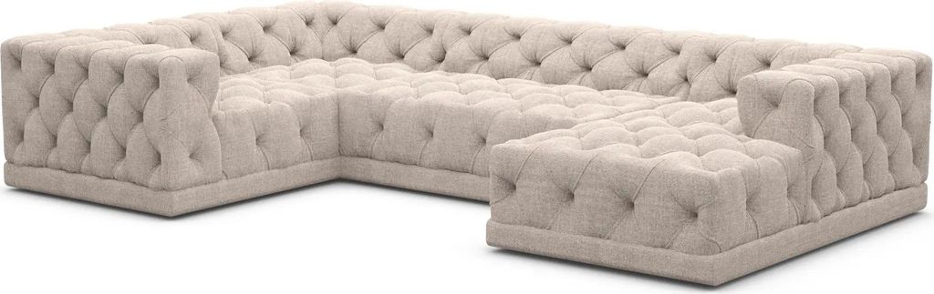 Strukturstoff U-Form XL Wohnlandschaft Meliva Beige Rechts