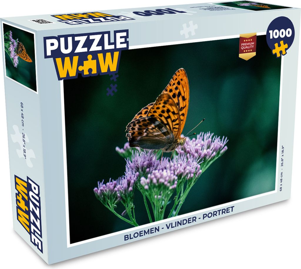 MuchoWow Puzzle 1000 Teile Blumen - Schmetterling - Porträt - Erwachsene - Rätsel