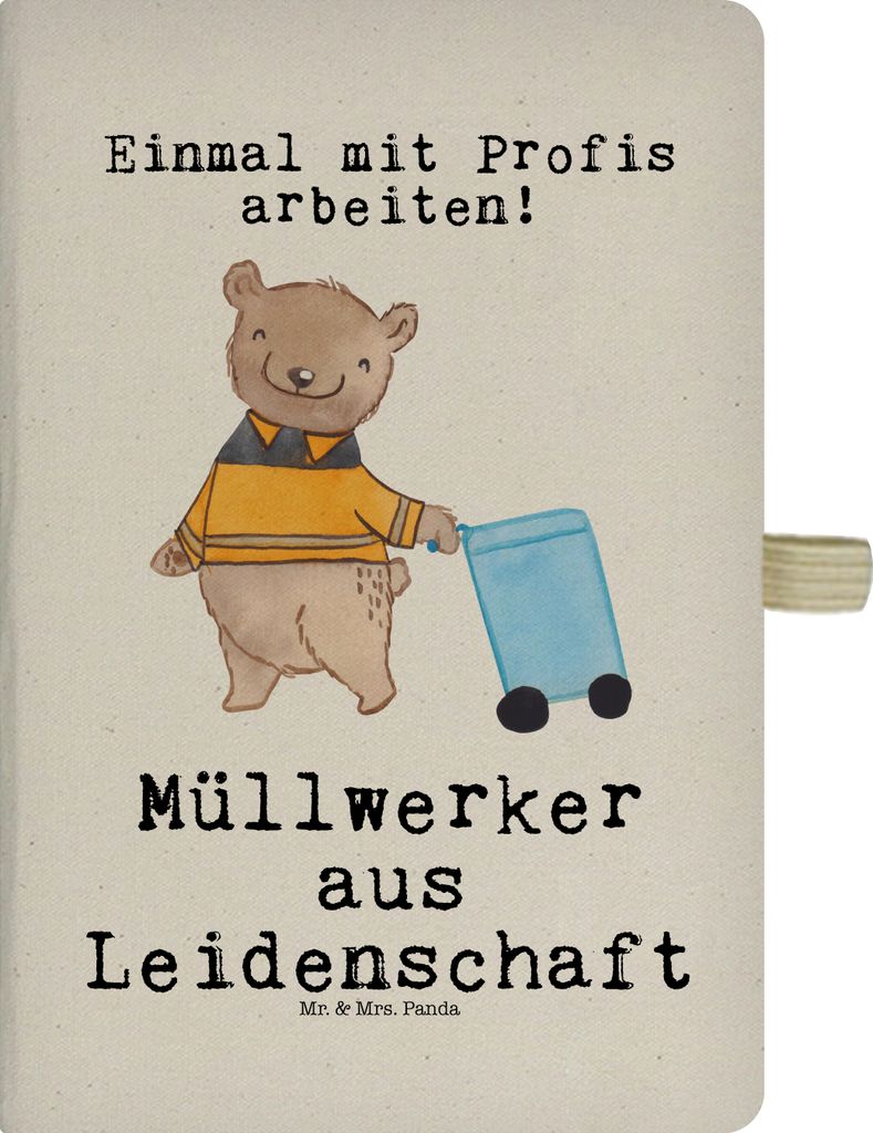 Mr. & Mrs. Panda Skizzenbuch Müllwerker Leidenschaft - Transparent - Geschenk, Notizheft, Kladde, Journal, Spruch, notizbuch, Müllentsorger, Tage...