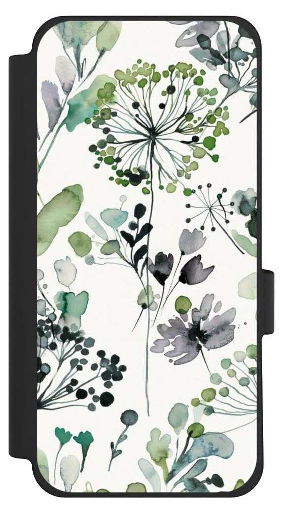 NIVOCASE Klapphülle für Google Pixel 10 Pro XL Handyhülle aus Kunst Leder NIVOflip schwarz Blumen Wasserfarbe Eukalyptus