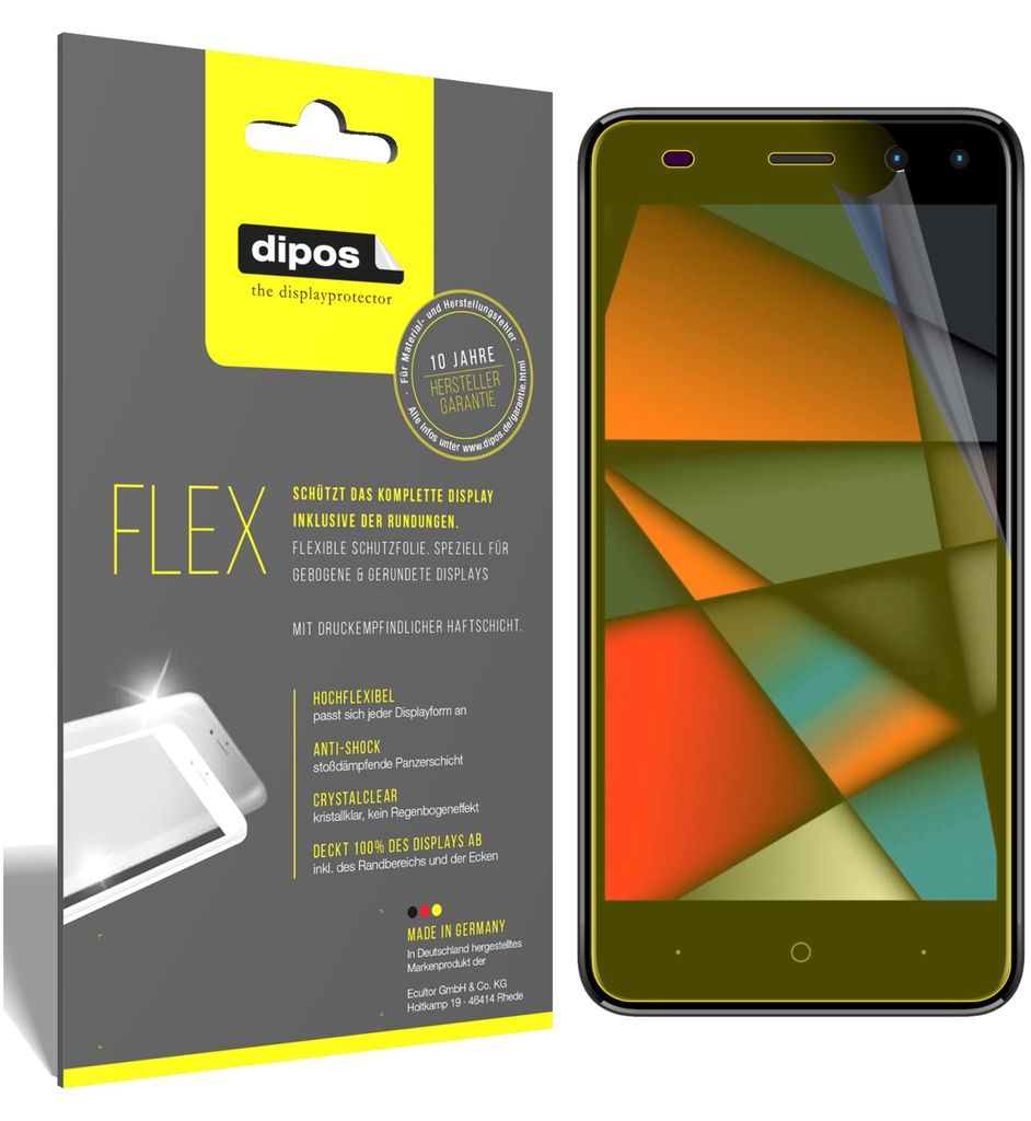 3x Intex Indie 6 Schutzfolie Folie, 100% Displayabdeckung, dipos Flex