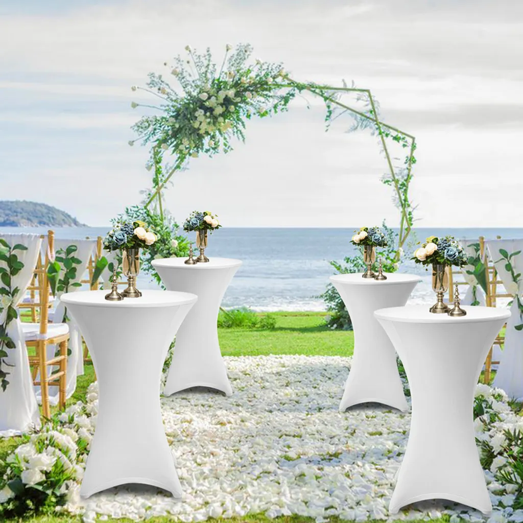 5x Tovaglie Elasticizzate Bianche 60cm per Tavoli Cocktail Yakimz - 7