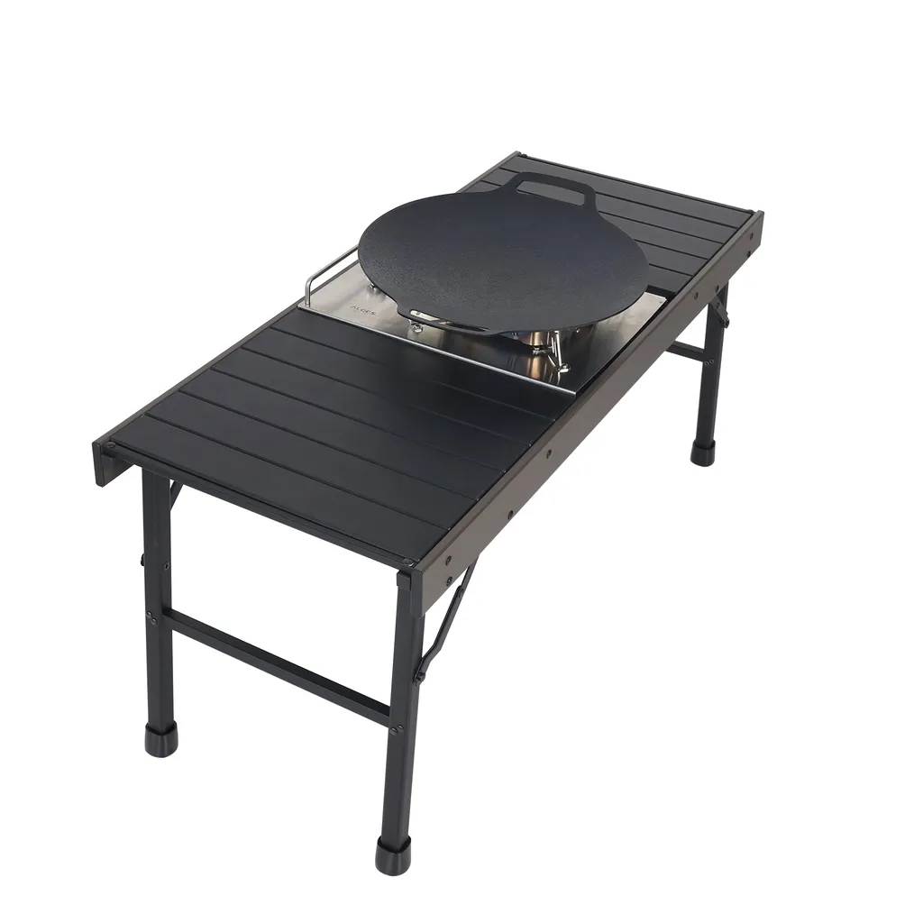 Table de camping pliable ultra légère et résistante en aluminium gris - 5