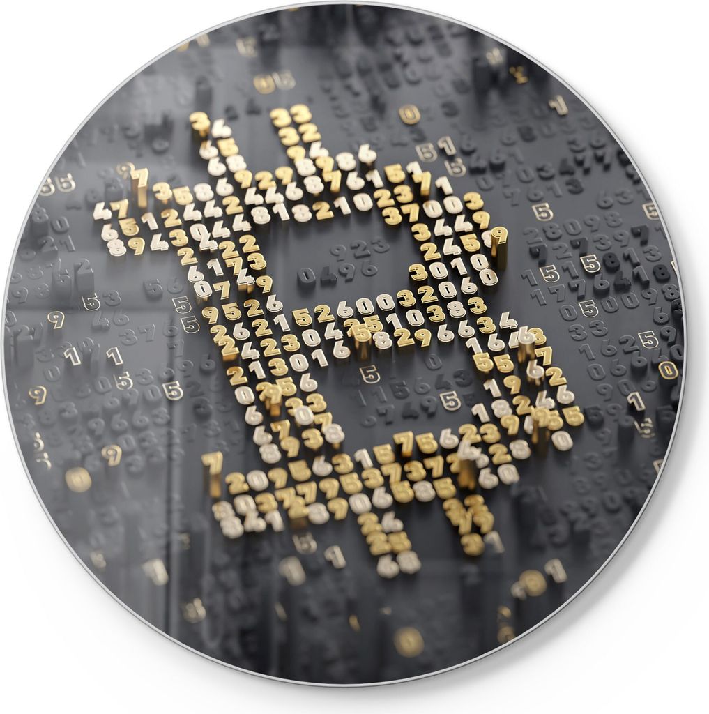 DEQORI Schneidebrett Glas Ø30 cm 'Bitcoin Währungszeichen' Schneideplatte groß