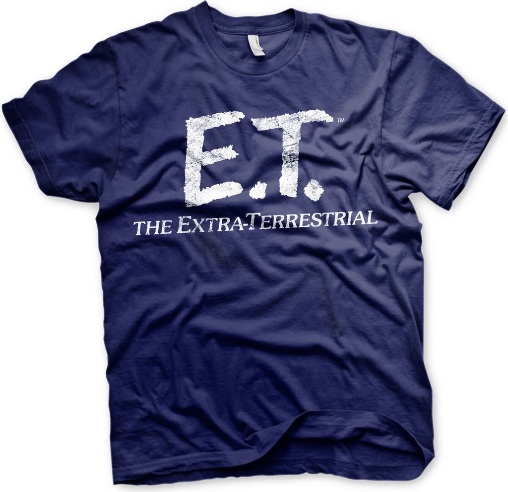 E.T. Extra-Terrestrial Distressed Logo T-Shirt - Medium - Navy