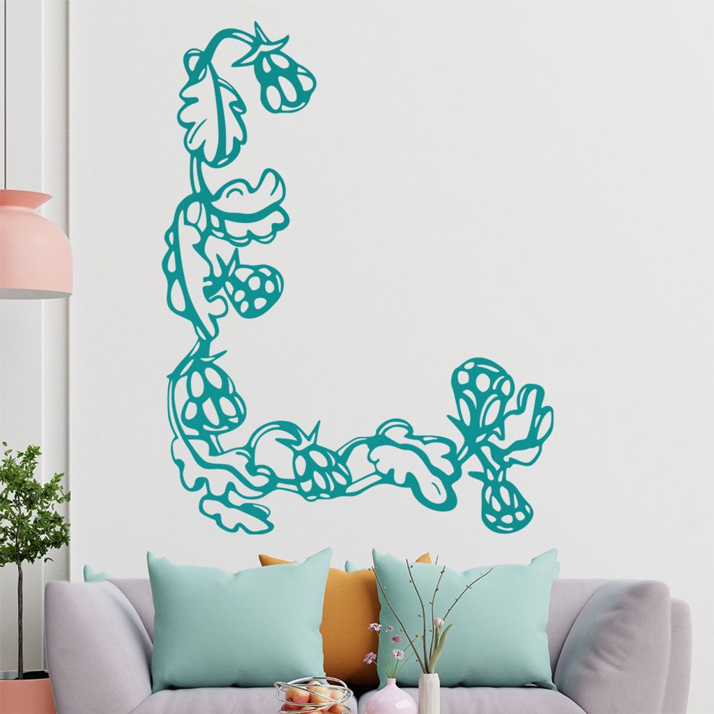 Blumen - Ranken Wandtattoo in 6 Größen - Wandaufkleber Wall Sticker - Dekoration, Küche, Wohnzimmer, Schlafzimmer, Badezimmer