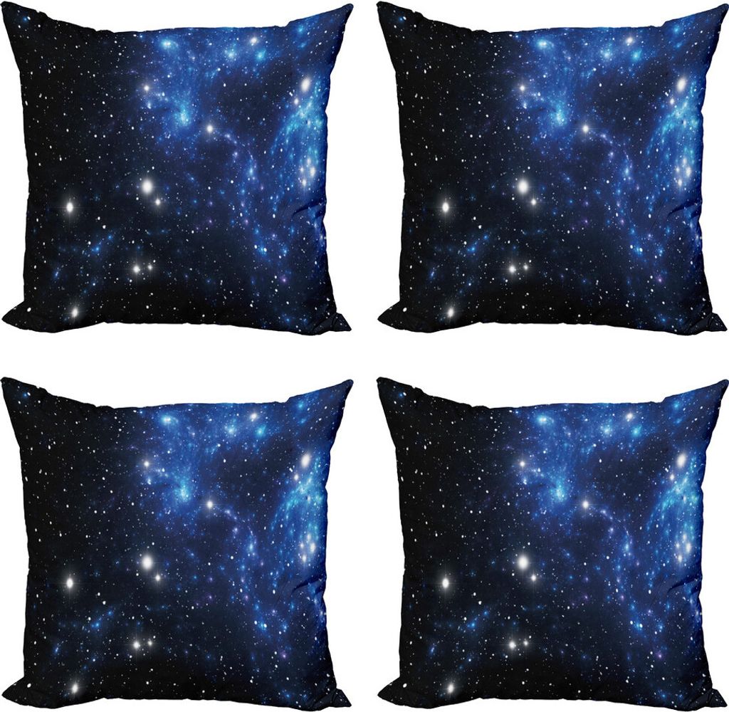 ABAKUHAUS Konstellation Kissenbezug Set (4 Stück), Space Star Nebel, Moderner Doppelseitiger Digitaldruck, 60 cm x 60 cm, Blau Schwarz Weiß