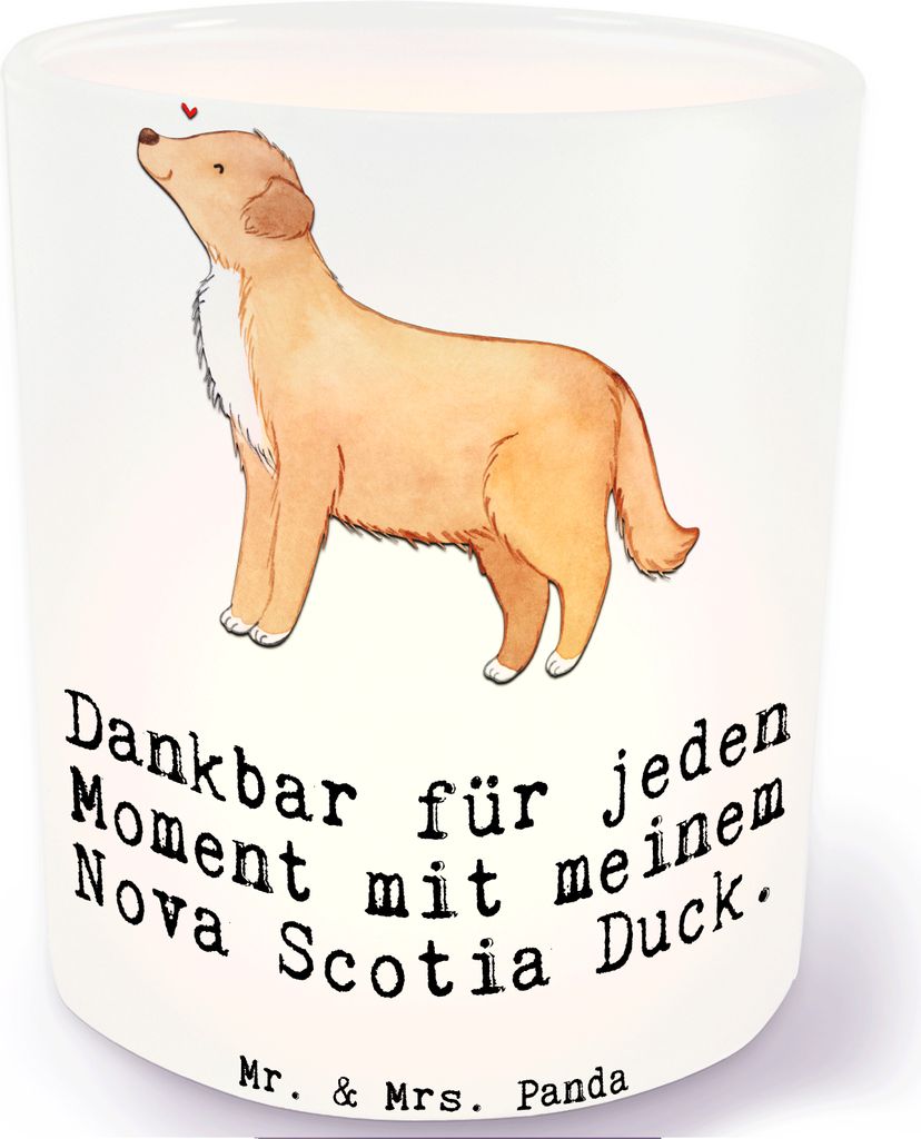 Mr. & Mrs. Panda Kerzenhalter Nova Scotia Duck Moment - Transparent - Geschenk, Teelichthalter, Outdoor Windlicht, Balkon, aus Glas, klein, Retriev...