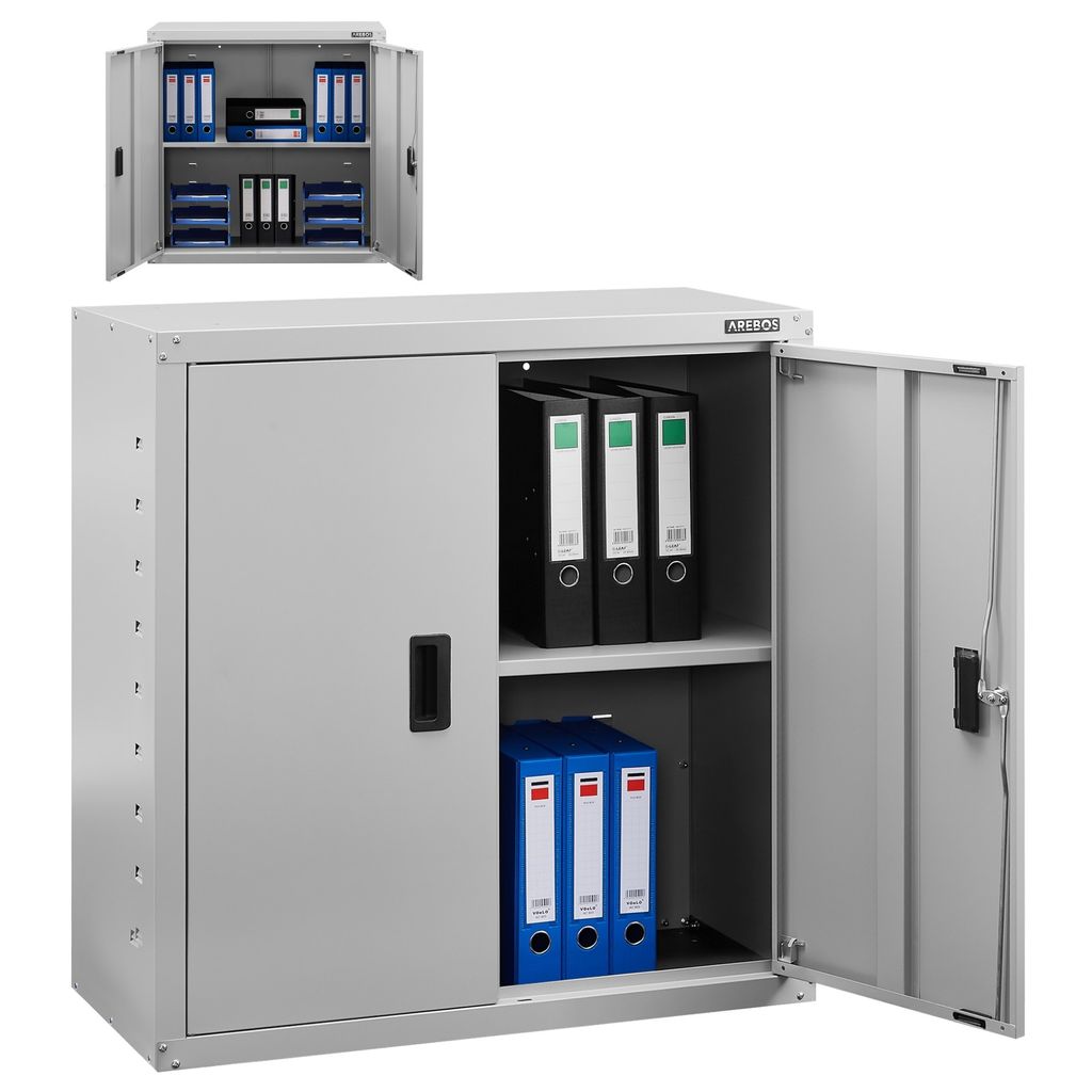 AREBOS Aktenschrank, Stahl, Grau, 90 x 90 x 40 cm, Produktbild 