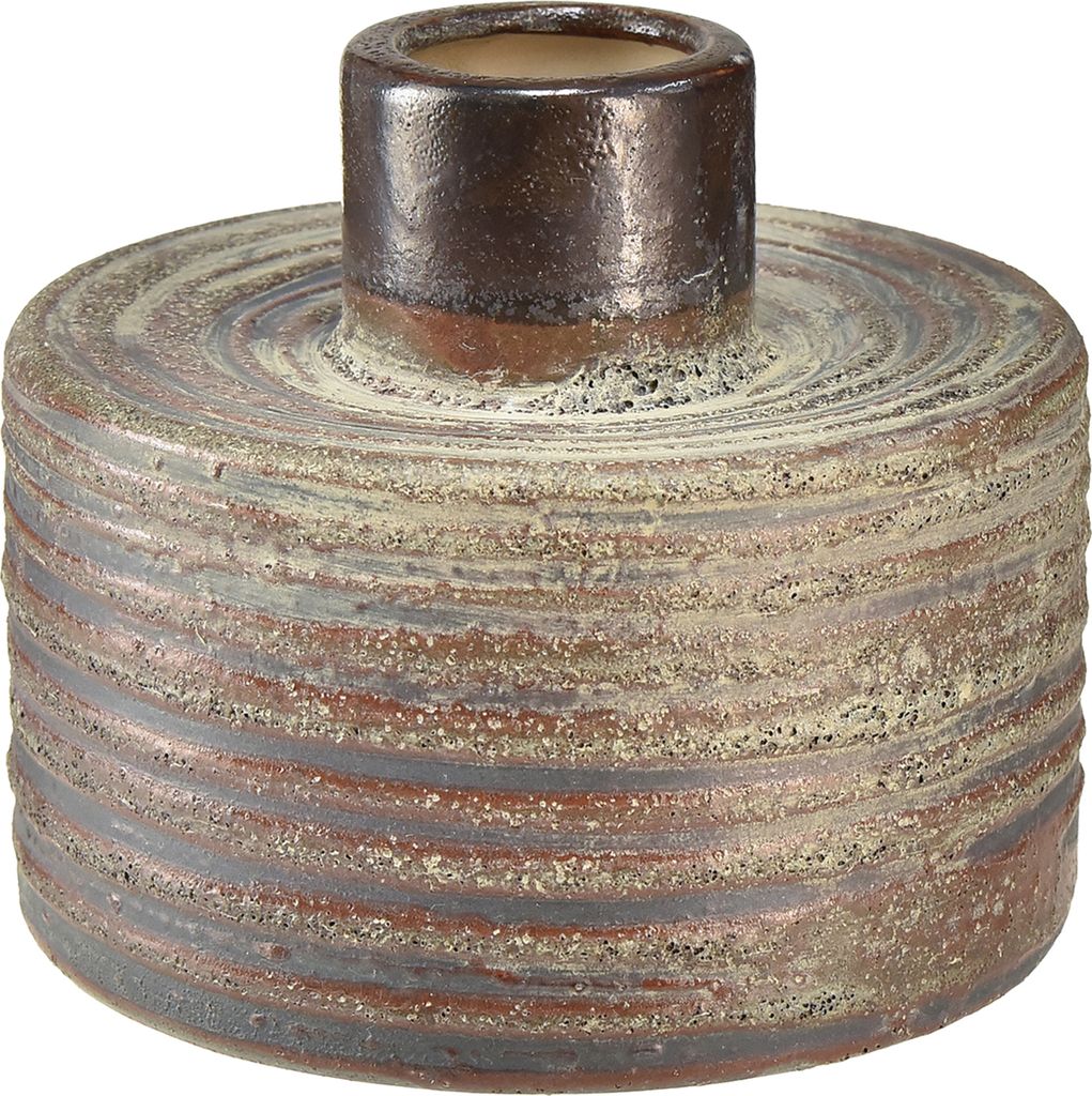 Keramikvase Deko Set Braun Blaugrau 12x10,5cm 2St - Rustikales Flair für moderne Inneneinrichtung, 2 Stück