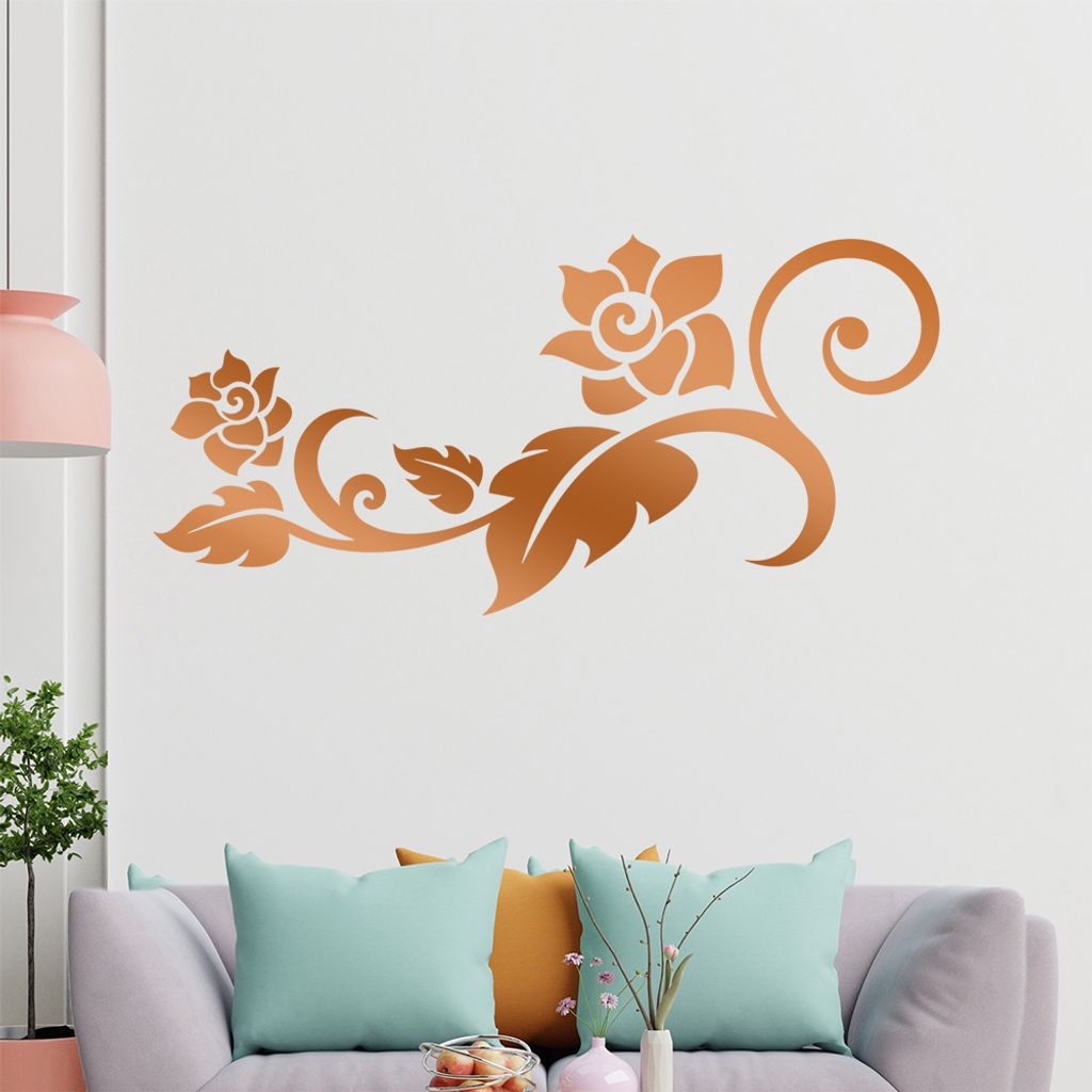Rose - Linien Wandtattoo in 6 Größen - Wandaufkleber Wall Sticker - Dekoration, Küche, Wohnzimmer, Schlafzimmer, Badezimmer