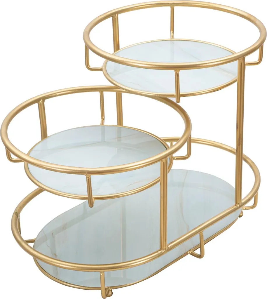 Mauro Ferretti Ciotola 3 Livelli Oro 36x22,5x27 cm - Design Glamour