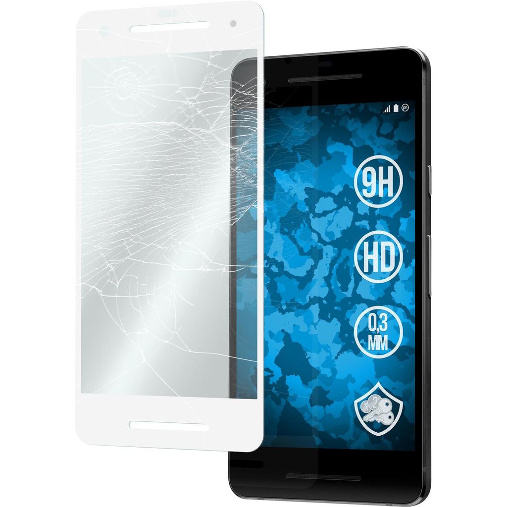 1er-Pack PhoneNatic Glas-Folie klar full-screen weiß kompatibel mit Google Pixel 2 - Panzerglas für Pixel 2