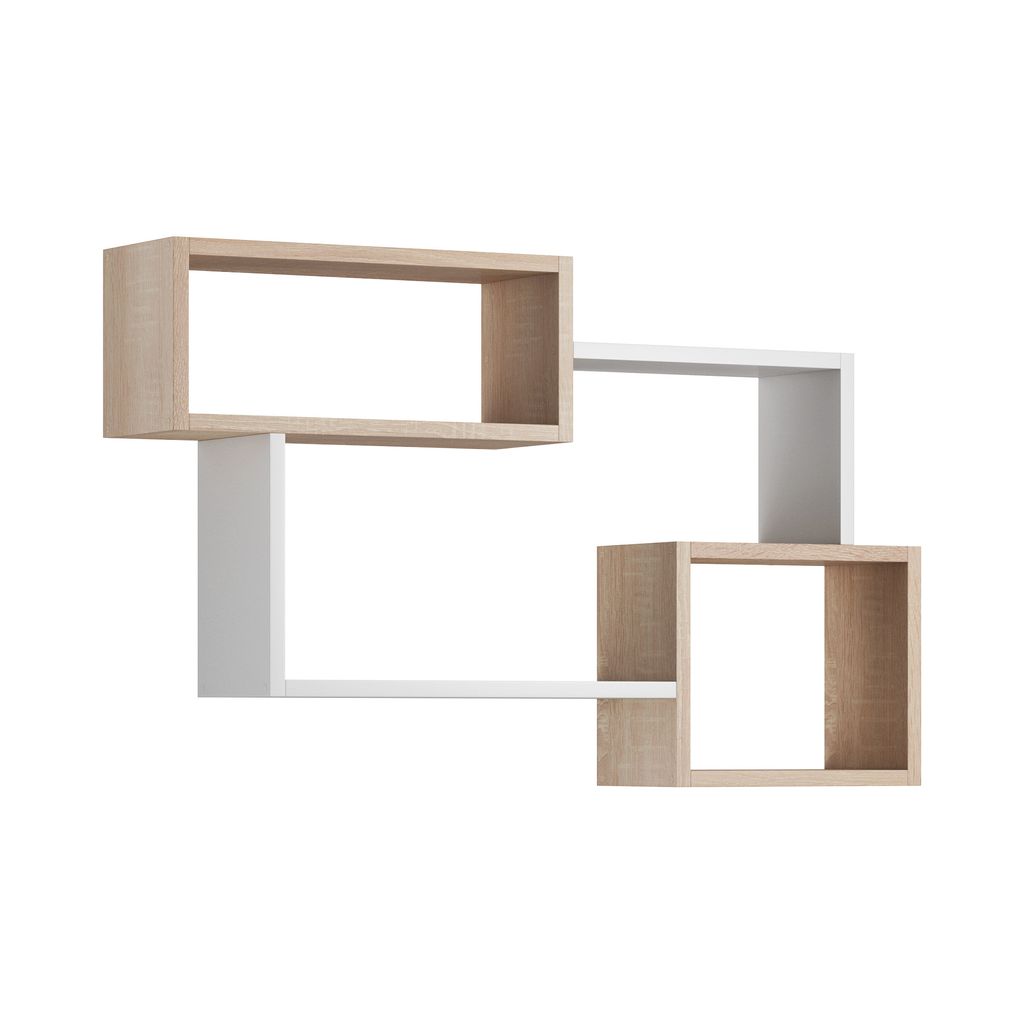 MINIO go for it, Wandregal, Hängendes Bücherregal "TIRI 5", 87cm, Weiss Matt/Eiche Sonoma