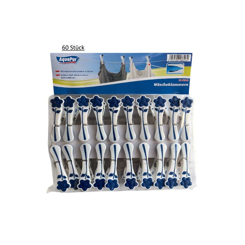 AquaPur Wäscheklammern, Set 3 x 20 Stk., Blau