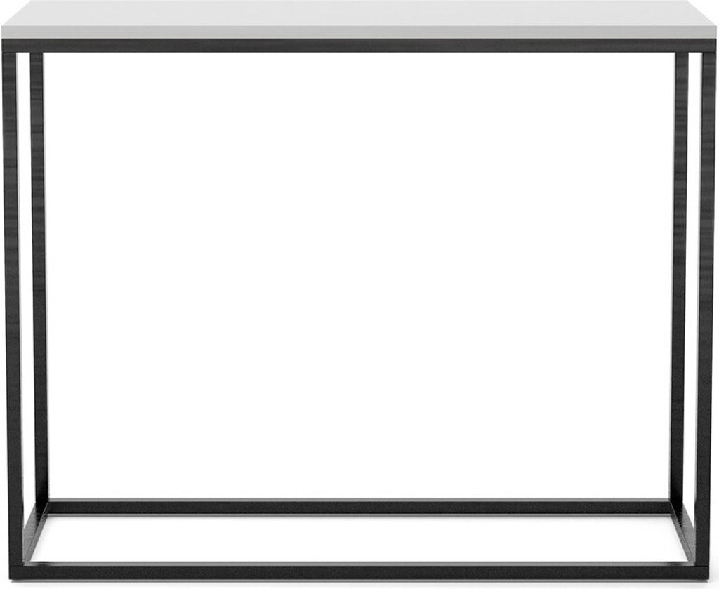 BETTSO Konsole für Flur elegante Schminktisch WELL 100cm Weiß mit Schwarzbeinen