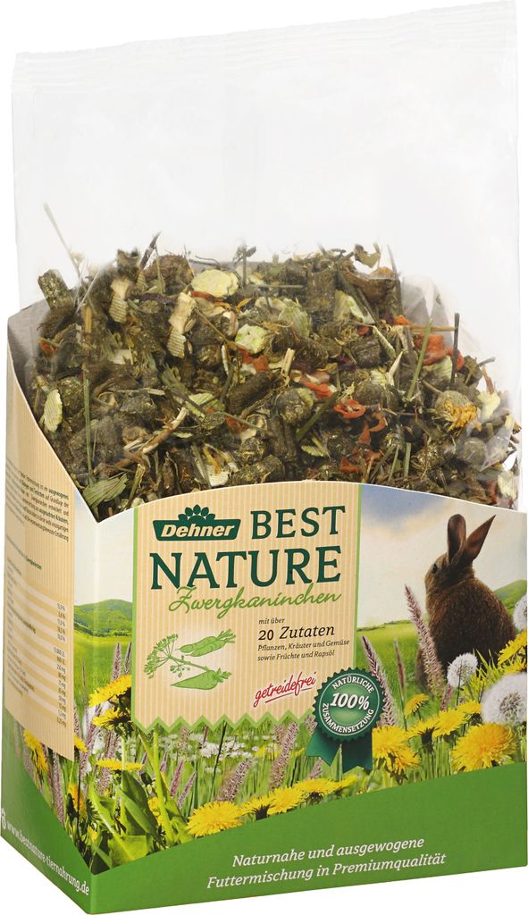 Dehner Best Nature Nagerfutter Adult, Zwergkaninchenfutter, 2 kg