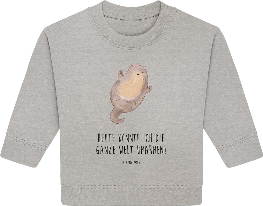 Mr. & Mrs. Panda Organic Baby Pullover Otter Umarmen 12. - 18. Monat - Heather Grey - Geschenk, Optimistisch, Seeotter See, Hallo, gut Gelaunt, gl...