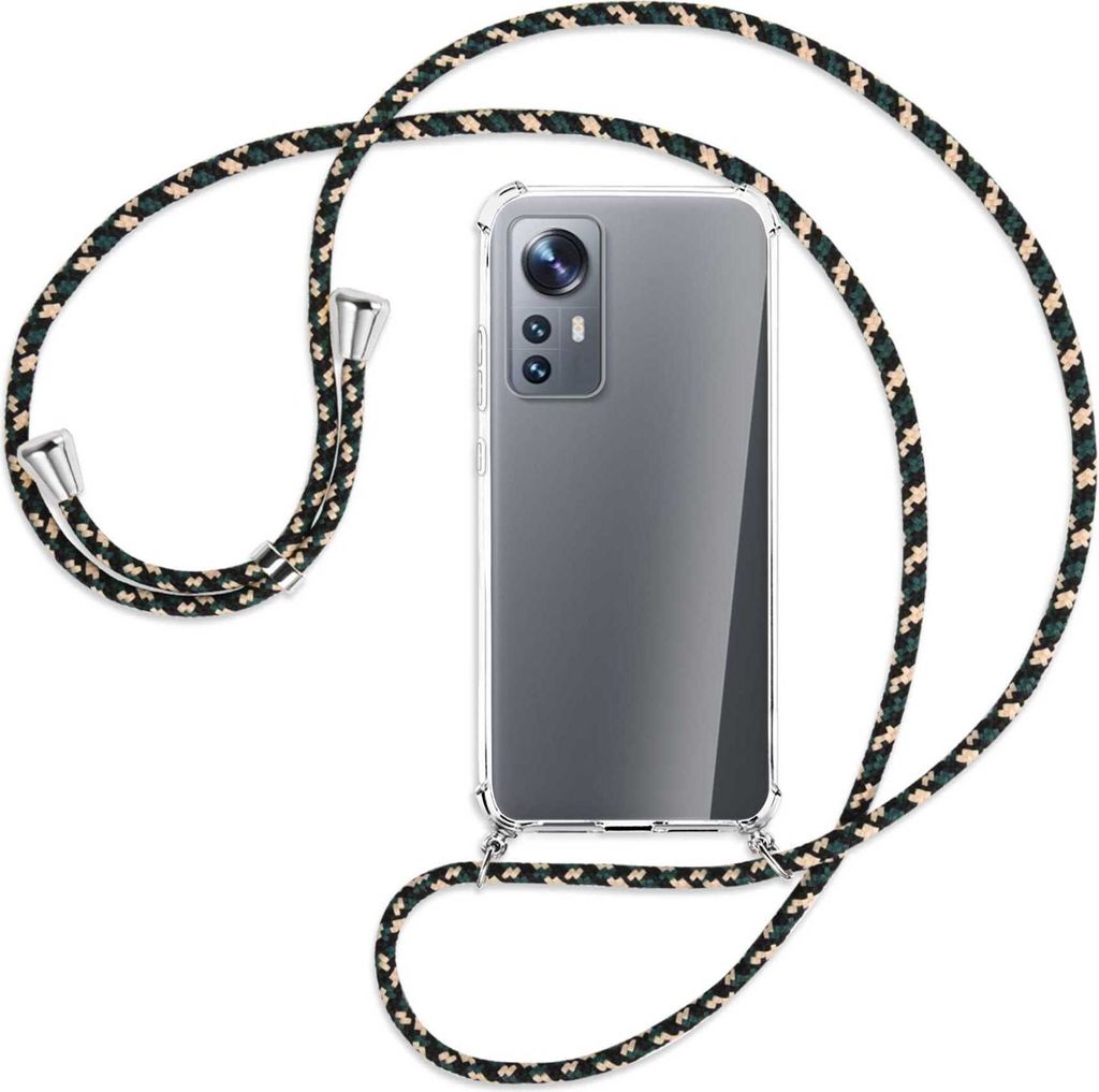Handykette Backcover-Schutzhülle mit Band (Metall silberfarben) für Xiaomi 12 - camouflage