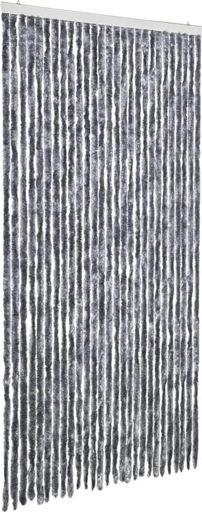 Rideau de porte anti-mouches en chenille argent 118x220 cm vidaXL