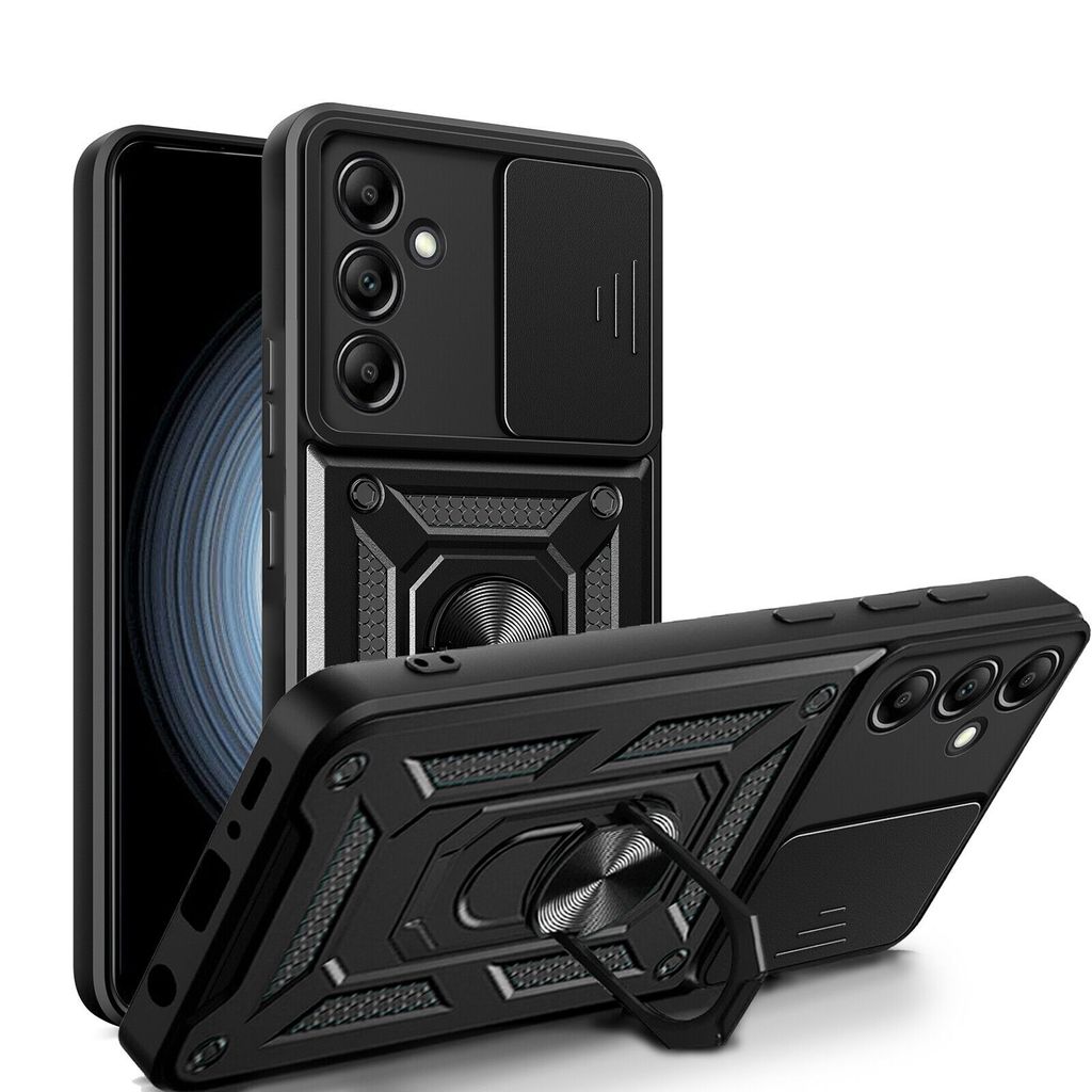 Outdoor Panzer Hülle für Samsung Galaxy A25 mit Kameraschutz Ringhalter Bumper Schwarz