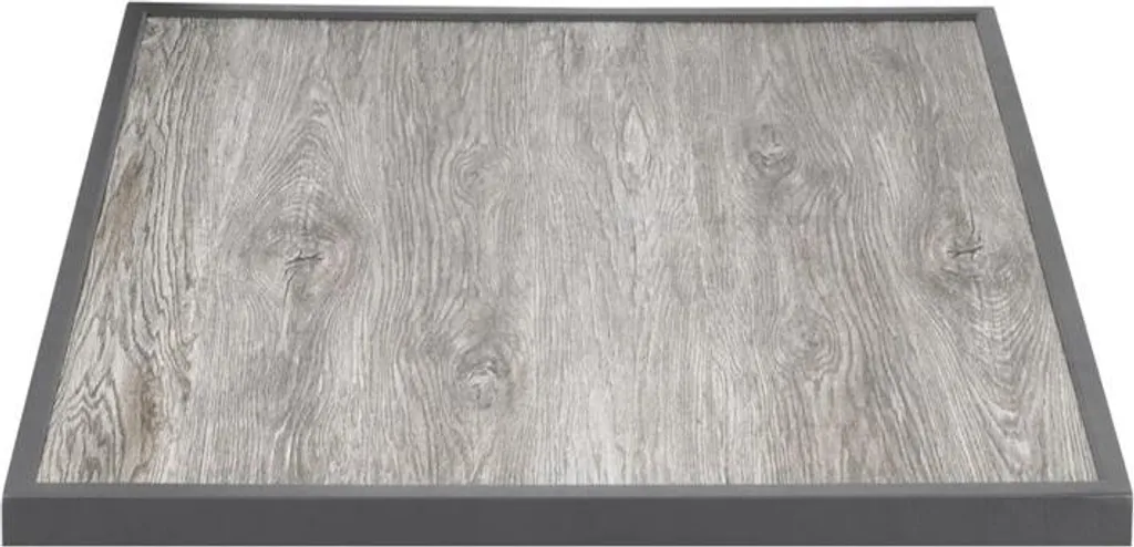 Piano del tavolo in vetro temperato Bolero con effetto venature del legno per esterni, finiture grigie, 700 mm